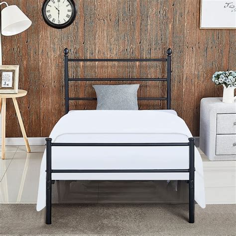 metal bed frame with headboard & footboard brackets twin xl|metal bed with upholstered headboard.